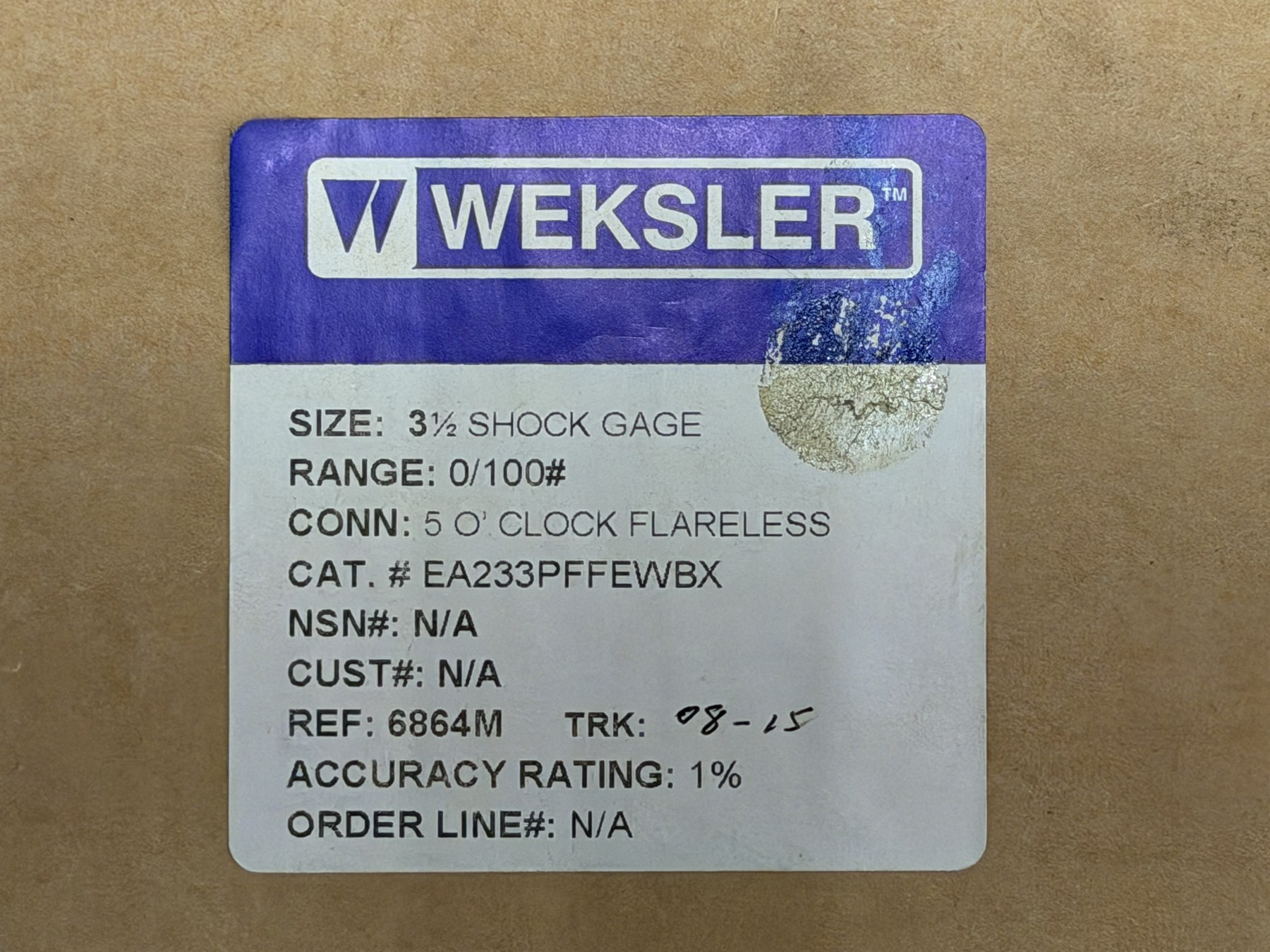 Weksler 3.5-inch 0–100 PSIG shock pressure gauge thumbnail 2
